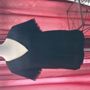 Shein black short sleeve blouse with back lace cut out size large